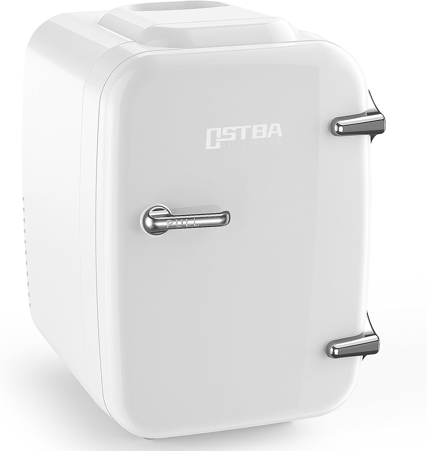 OSTBA APPLIANCE Mini Frigo Portable, 4 Litres /6 Boîtes Boissons & Soin De La Peau Mini Petit Frigo Pour Chambre, Voiture, Bureau, Deux Vitesses - Refroidisseur Et Réchauffeur (Blanc)