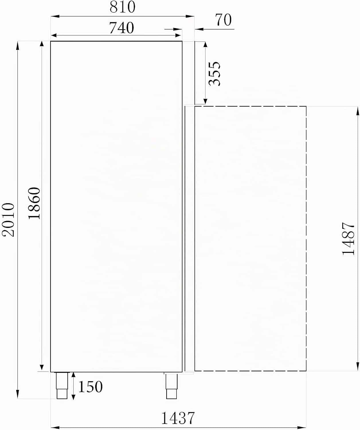 Armoire Réfrigérée Positive Inox - 1200 Litres - - R290Inox2 Portes1340Pleine