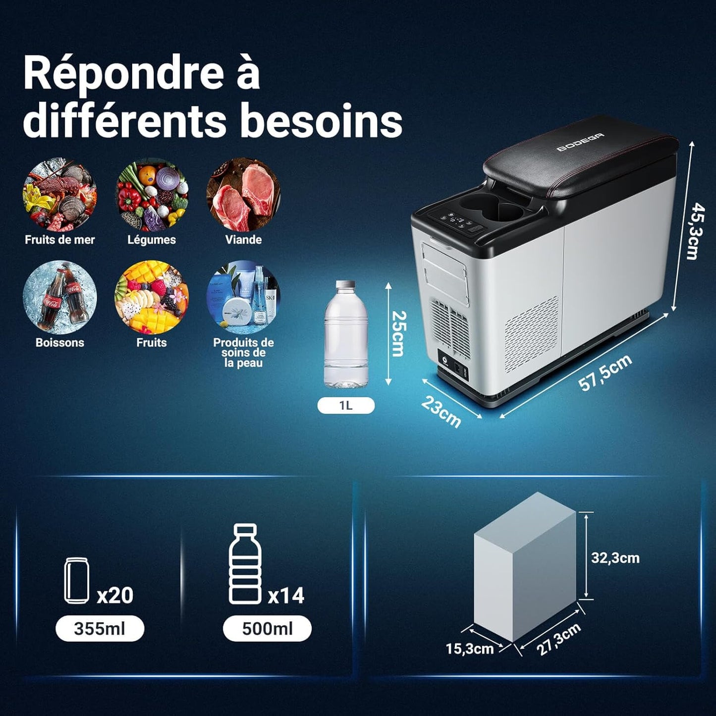 15L Compresseur Électrique, 12V Réfrigérateur De Voiture À Compresseur, APP Und Bouton Contrôle, Frigo Pour Voiture, Camion, Camping, Voyage