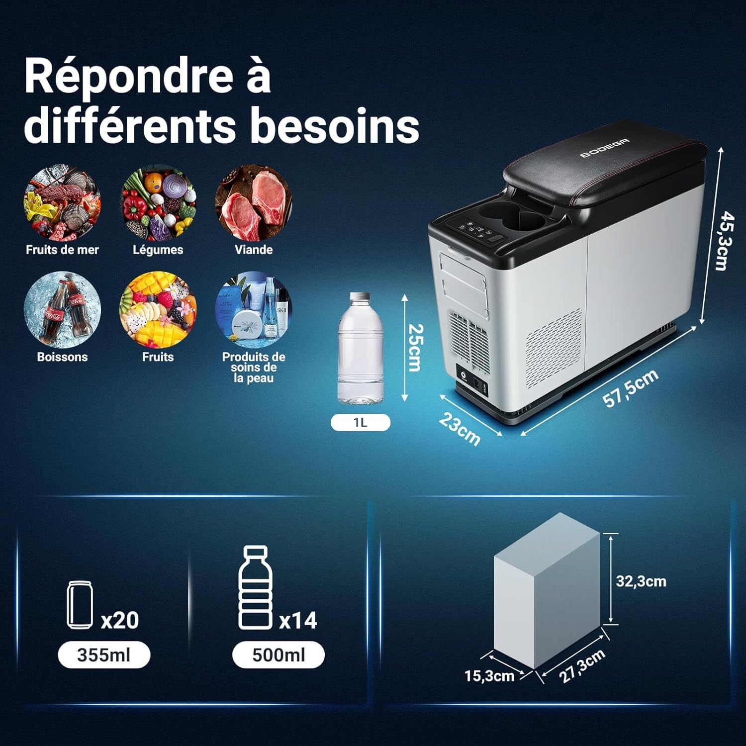 15L Compresseur Électrique, 12V Réfrigérateur De Voiture À Compresseur, APP Und Bouton Contrôle, Frigo Pour Voiture, Camion, Camping, Voyage