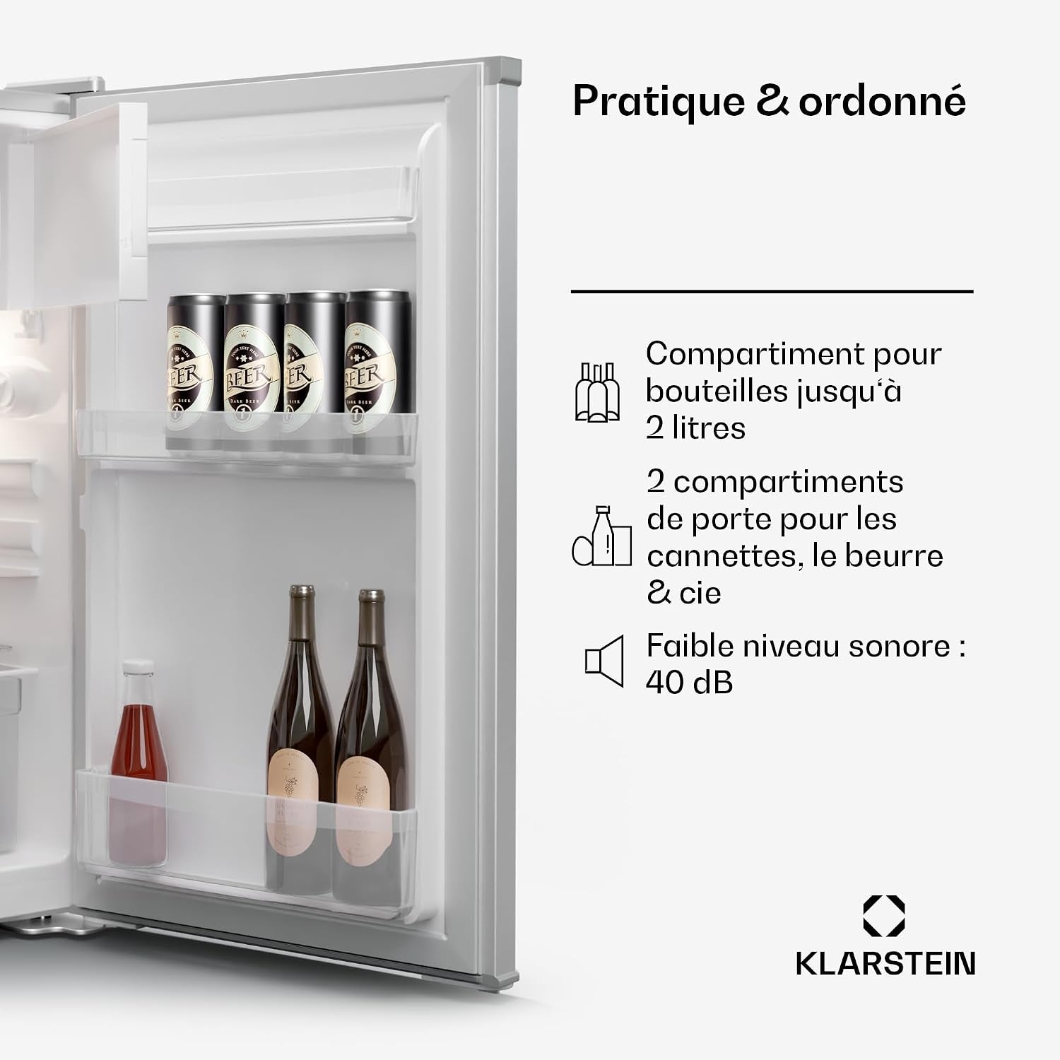 Mini Frigo De Chambre De 70L, Snacks, Boissons, Petit Frigo Top Silencieux, Mini Bar, Petit Réfrigérateur Camping, Mini Frigo Cosmetique, Refrigerateur Avec Bac À Glaçons, 0-10°C