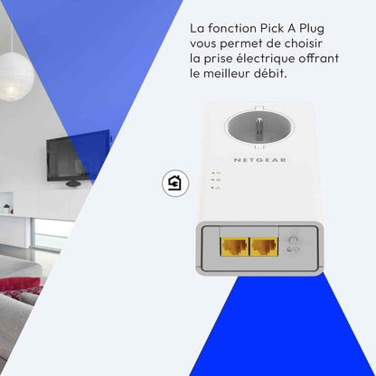 PLP2000-100FRS, CPL 2000 Mbps Avec 2 Ports Ethernet, Prise CPL Fibre Idéal Pour Avoir Internet Partout Dans La Maison Et Profiter Du Service Multi-Tv, Compatible Avec Toutes Les Box Internet
