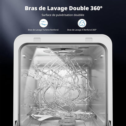 Mini Lave-Vaisselle De Table Avec 7+2 Programmes, Design Ultra-Étroit & Profond 37 * 50Cm, 4 Couverts, Démarrage Différé 1-24H, Double Jet 360°, Réservoir D'Eau De 5L, Blanc (Blanc)