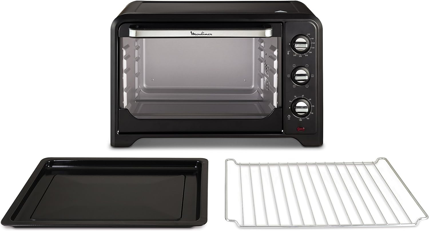Optimo OX484810 - Four À Convection De 39 L, 6 Modes De Cuisson Avec Thermostat Jusqu'À 240 ° Et Minuterie Jusqu'À 120 Minutes, Plaque De Cuisson Et Grilles Réversibles, Design Compact