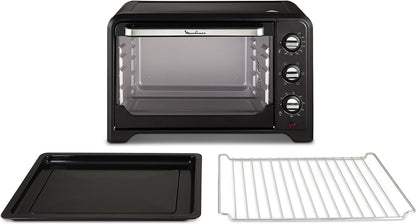 Optimo OX484810 - Four À Convection De 39 L, 6 Modes De Cuisson Avec Thermostat Jusqu'À 240 ° Et Minuterie Jusqu'À 120 Minutes, Plaque De Cuisson Et Grilles Réversibles, Design Compact