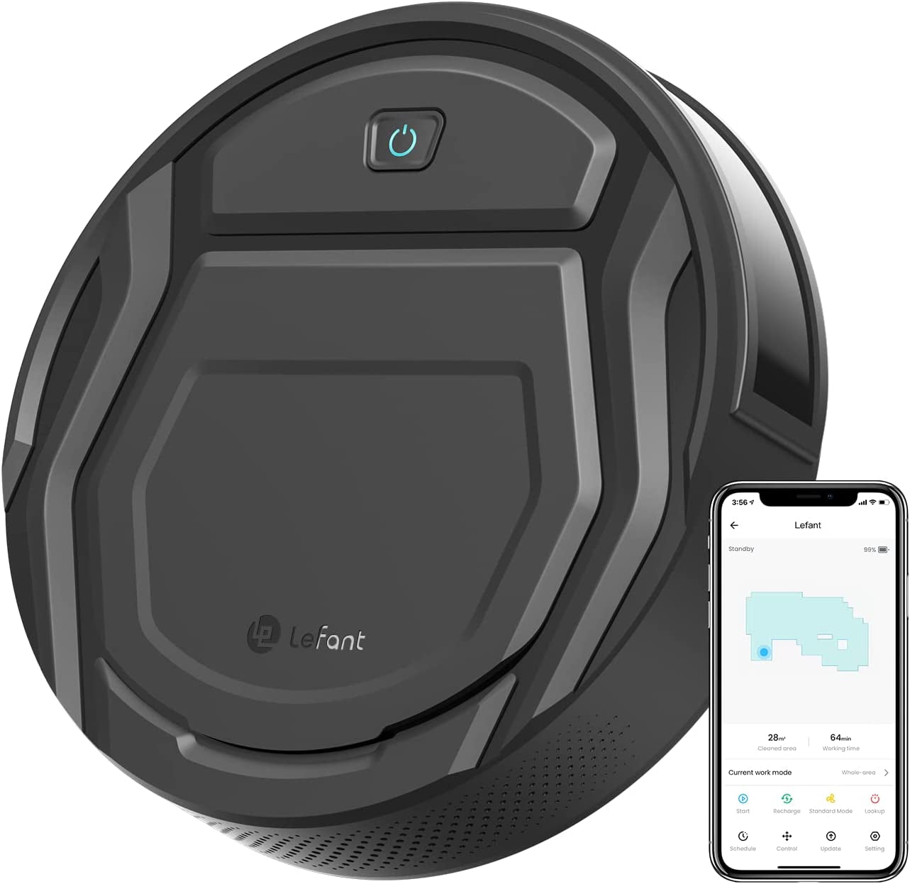 Aspirateur Robot, Robot Aspirateur Mince Silencieux Connecté Avec Wifi/Bluetooth/Alexa/App, 6 Modes De Nettoyage, Auto-Charge, 120Min D'Autonomie, Idéal Pour Poils D'Animaux Sols Durs, M210P