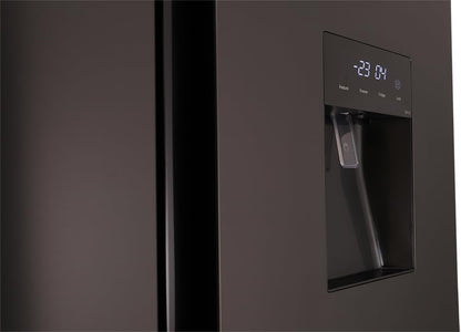 Respekta Réfrigérateur-Congélateur Côte À Côte Avec Distributeur D'Eau En Acier Noir AC178BSWS-18 / H:178 Cm, L:91 Cm/Compartiment Réfrigérateur De 326 L, Congélateur De 174 L, No Frost
