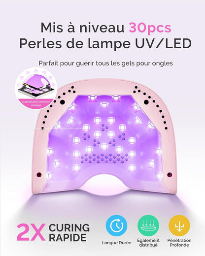 Lampe UV Ongles Gel Avec Gants UV, P-Plus30A Pour Séchage Flash | 24W, Minuterie 30S/60S/90S, Capteur Intelligent, Écran LCD, Format Compact, Sèche-Ongles Professionnel Pour Salon Et Maison