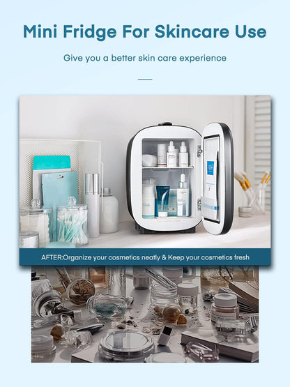 Mini Frigo De Chambre 5L, USB/AC/DC Brancher, Pour Voiture 12V 240V Pour Camping, Petit Skincare Réfrigérateur Comestique Silencieux, Glacière Portable De Beauté, Garder Froid, 6 Canettes, Noir