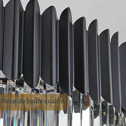 Moderne Lumière En Cristal De Luxe Suspendue, Lustre En Cristal Noir, 8Xe14 Raindrop Lustre Lumière Plafonnier Encastré Pour Salle À Manger, Φ60Cm