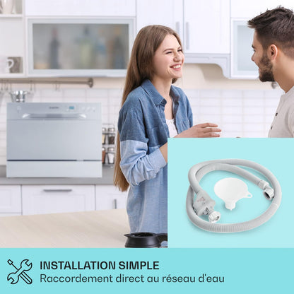 Mini Lave Vaisselle De 6 Couvert, Silencieux, 6 Programmes De Lavage, Petit Lave-Vaisselle De Table Compact, Portable, Facile À Installer Pour Maison, Bureau