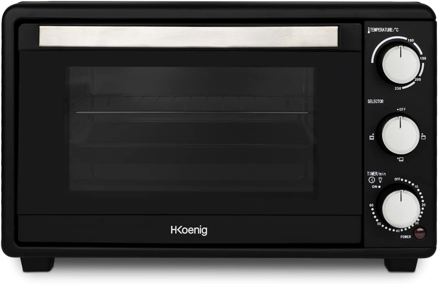 Mini Four 25L Electrique FO25 Posable Compact Multifonction Performant 1500W Programmable 4 Modes De Cuisson, 230°,Minuteur 60 Min, Porte En Verre, Lèchefrite Avec Pince, Grille De Cuisson