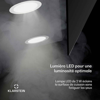 Klarstein Alina Hotte Aspirante - 60 Cm Hotte Murale, 600 M³/H, Éclairage LED 9 Couleurs, Tactile, Classe Énergétique A, 52 Db, Noire, Recirculation & Extraction