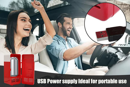 Réfrigérateur/Réchauffeur Portable USB, Refroidisseur De Réfrigérateur Compact Mini USB À Refroidissement Isolé, À Faible Décibel À Économie D'Énergie Boisson Minibar Pour Voiture Bureau(Rouge)