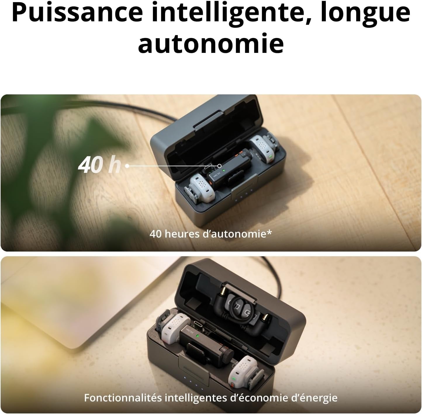 DJI Mic Mini 2S (1 TX+1 RX Mobile+Boîtier), Réduction De Bruit Par IA | Microphone Pour Iphone, Stockage Interne De 28 H, Enreg. Interne 32 Bits Flottantes, Léger Et Compact, Connexion Osmoaudio