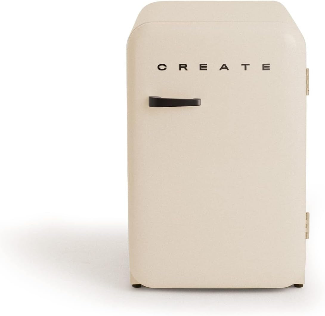 / RETRO FRIDGE 83.5 Black/Réfrigérateur Blanc Cassé Avec Poignée Noire/Pratique Et Fonctionnel, Matériaux Résistants