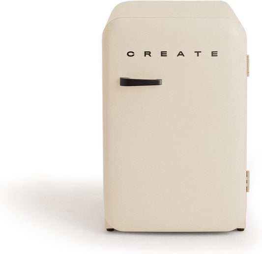 / RETRO FRIDGE 83.5 Black/Réfrigérateur Blanc Cassé Avec Poignée Noire/Pratique Et Fonctionnel, Matériaux Résistants
