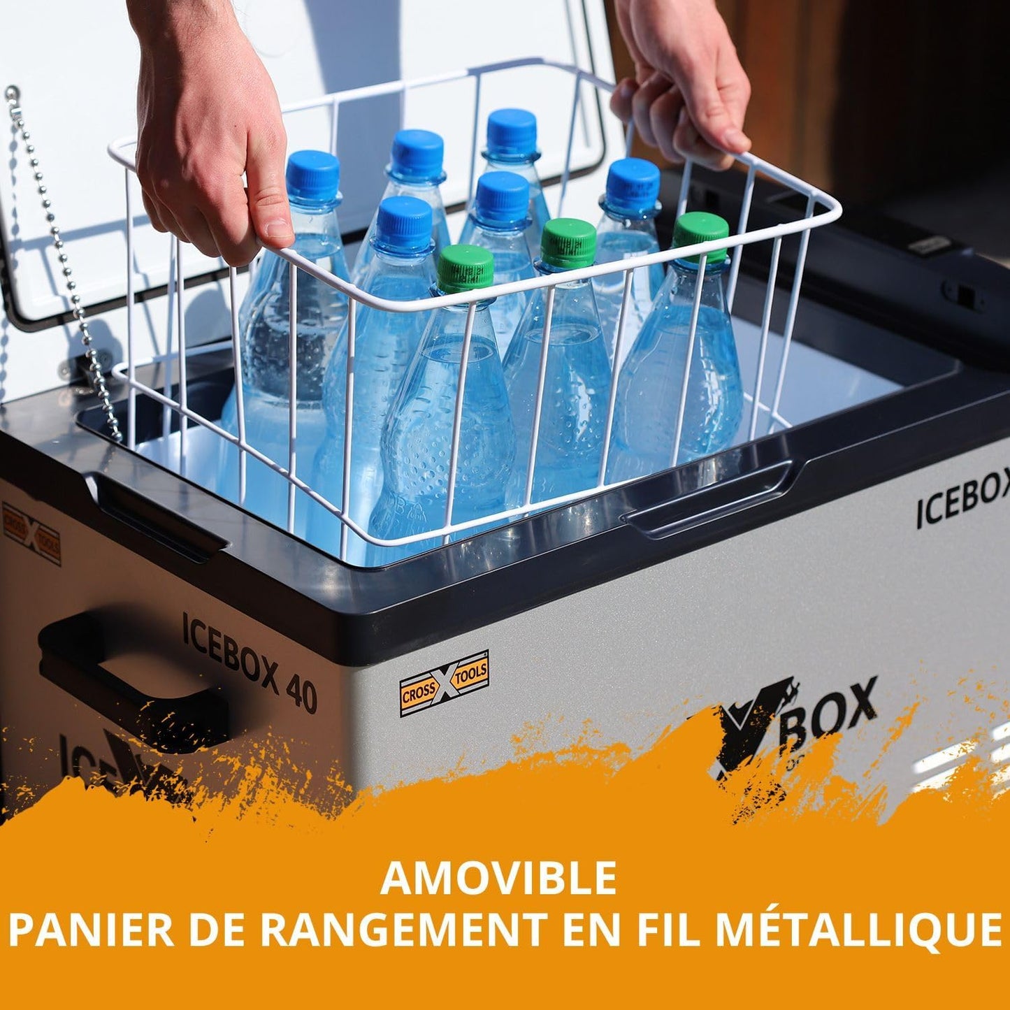 CROSS TOOLS ICEBOX 40 Glacière Électrique À Compresseur Pour Le Camping Et Les Voyages Avec Commande Par App Réfrigération À -20° C, 230 V/ 12 V/ 24 V Dimensions 65 X 37,5 X 42,7 Cm Couleur Argent