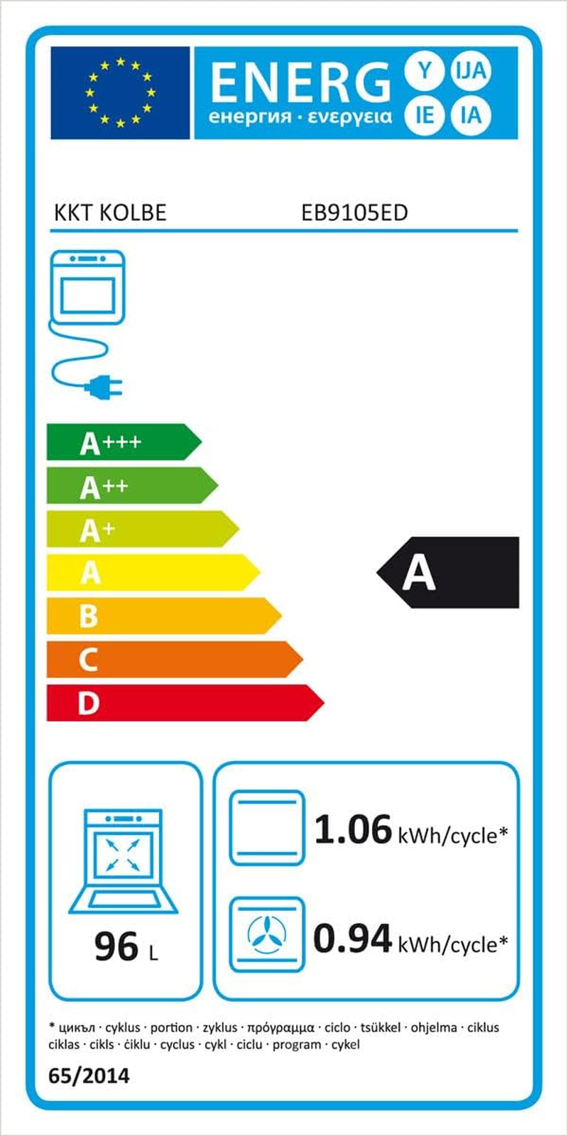 Four Encastrable 90 Cm / 96L / 3,4Kw / Rôtisserie/Fonction Pizza/Gril/Circulation De L'Air/Air Chaud/Tiroirs Télescopiques / EB9105ED