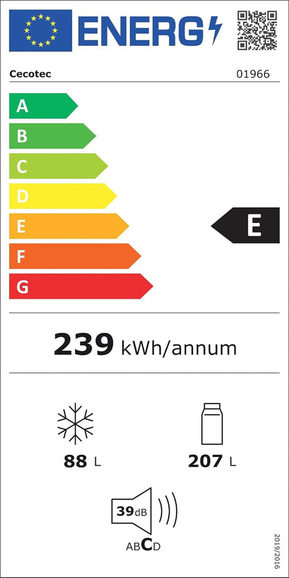 Réfrigérateur Combi Rétro Bolero Coolmarket Combi Origin 294+ Black E. Réfrigérateur Rétro Noir, 294L, Total No Frost, Classe E, Multi Cooling, Ultra Fresh, Multi Air Flow, Congélation Rapide.