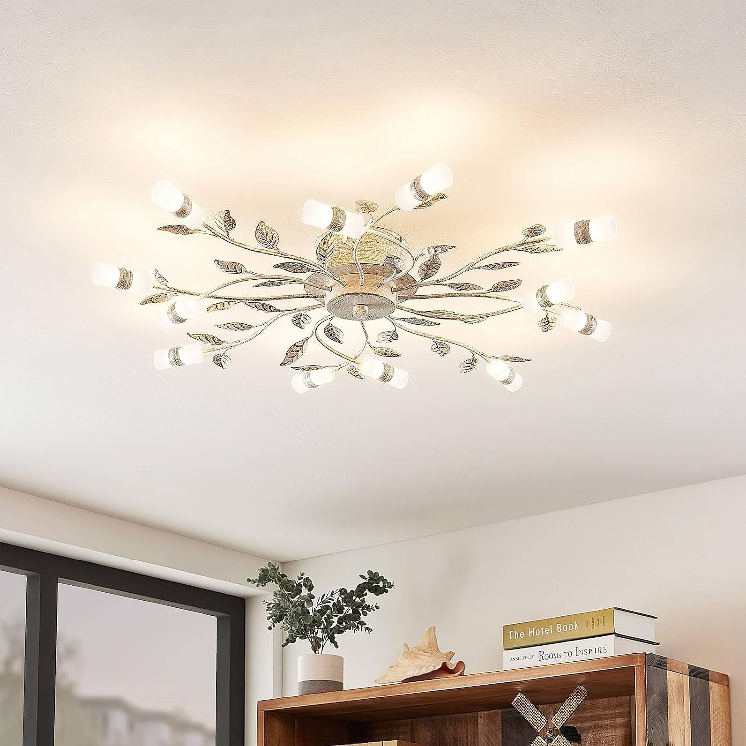 LED Plafonnier Bolonia (Traditionnel) En Bronze Métal E. A. Pour Salon & Salle À Manger (À 12 Lampes,), Eclairage Lampe Luminaire Plafond Eclerage