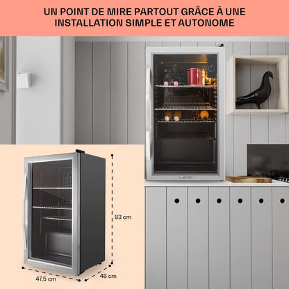 Mini Frigo De Chambre Et Bureau Pour Boisson, Petit Frigo Silencieux, Refrigerateur Mini Bar 80L, Petit Réfrigérateur Camping, Étagères Réglables Pour Le Vin, Cannette, Beer Fridge