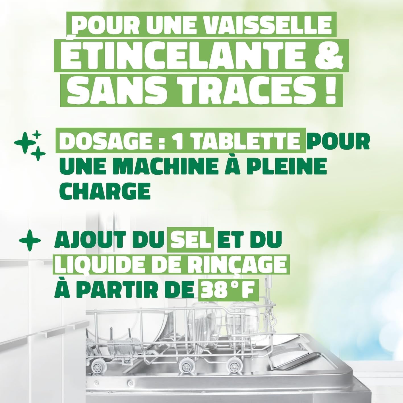 - Pastilles Lave-Vaisselle Tout-En-Un Au Bicarbonate - Résultat Brillant, Sans Traces - Etui Carton Recyclé & Recyclable - Ecolabel - 30 Tablettes