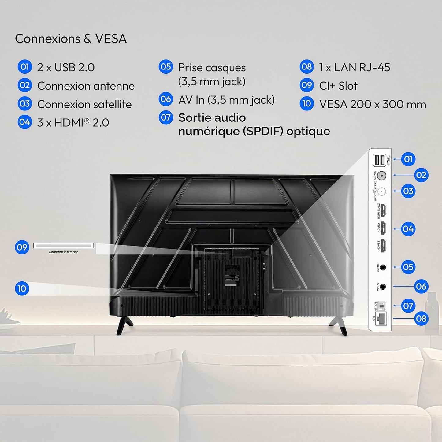 125.7 Cm 50" Téléviseur Ultra HD Smart TV HDR10 Vida Store Prime Video Disney+ DAZN Hbbtv PVR Bluetooth HD+, MD850201