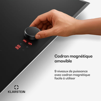 Klarstein Magnichef Plaque Induction Encastrable - 4 Zones, 8200W Boost, Commande Magnétique, Minuterie, Sécurité Enfant, Détection Casserole, Plaque Cuisson Induction