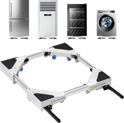 Universel Socle Lave Linge Avec Roulettes Pivotantes À 360° Pour Une Manœuvre Sans Effort, Fonction Anti-Vibrations, Freins Réglables, Taille Ajustable, Pour Lave-Linge Empilés De 42 À 69 Cm | Chariot De Transport De Scooter Avec Rouleau De Taille Réglabl
