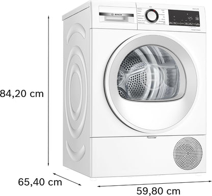 Bosch WQG1420DFR Série 6 - Sèche-Linge, Autodry | Blanc, 9 Kg, Pompe À Chaleur, Anti-Froissage, Option Demi-Charge, Séchage Rapide 40 Minutes