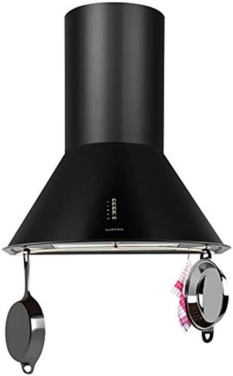 Noir - Hotte Aspirante Retro, Hotte De Cuisine, Acier Inoxydable, 60 Cm, 352 M3/H, Trois Niveaux De Puissance, Mode Evacuation & Recyclage, Noir Mat