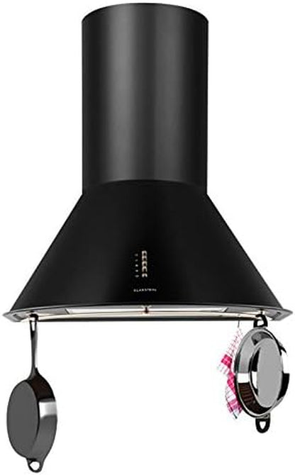 Noir - Hotte Aspirante Retro, Hotte De Cuisine, Acier Inoxydable, 60 Cm, 352 M3/H, Trois Niveaux De Puissance, Mode Evacuation & Recyclage, Noir Mat