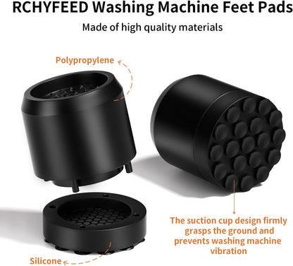 Lot De 4 Amortisseurs De Vibrations Universels Pour Machine À Laver Et Sèche-Linge - Anti-Vibrations - Pour Machine À Laver Et Sèche-Linge - Réfrigérateur (Noir)