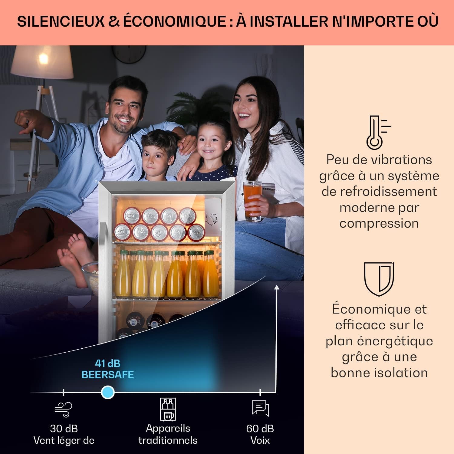 Mini Frigo De Chambre Et Bureau Pour Boisson, Petit Frigo Silencieux, Refrigerateur Mini Bar 80L, Petit Réfrigérateur Camping, Étagères Réglables Pour Le Vin, Cannette, Beer Fridge