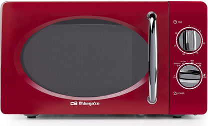 MI2020 Four À Micro-Ondes, 20 L De Capacité, 6 Niveaux De Fonctionnement, Minuterie Jusqu’À 30 Min, Modèle Vintage, 700 W, Acier, Rouge
