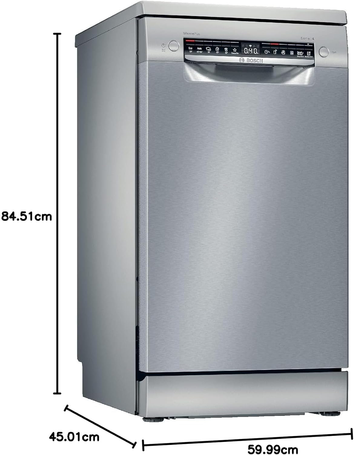 Elettrodomestici SPS4EMI28E Serie 4, Lave-Vaisselle Pose Libre, 45 Cm, Couleur Acier Inoxydable
