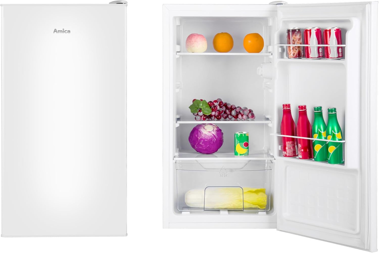 Amica Réfrigérateur Complet VKS 351-116 W - Blanc - 85 Cm (H) X 45 Cm (L) X 41 Cm (P) - 61 Litres/Debout