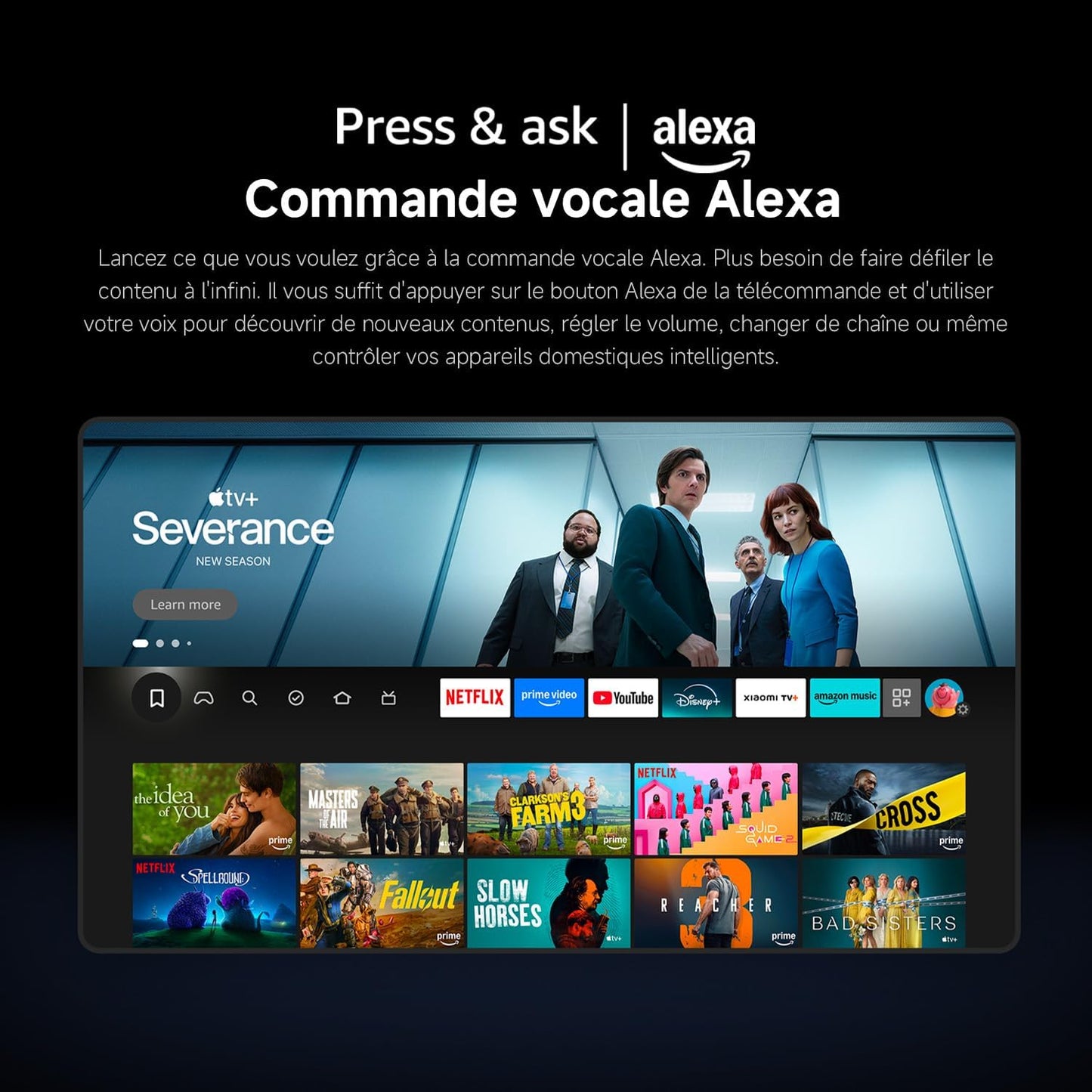 XIAOMI TV F 65, 165 Cm (65 Pouces), 4K UHD, Smart TV, Fire OS8, Contrôle Vocal Alexa, HDR10, MEMC, 60Hz Avec 120Hz Game Boost Mode, 2Go+32Go, Compatible Avec Apple Airplay