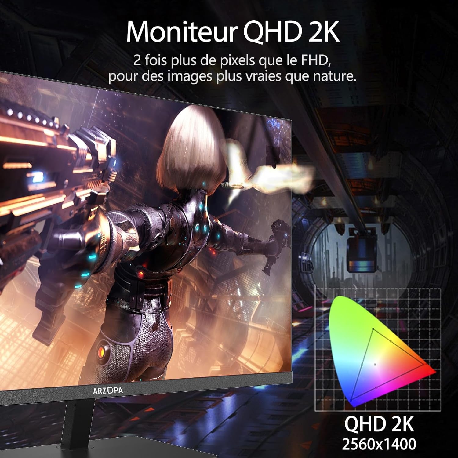 27 Pouces Écran PC Gaming 180Hz - 2K QHD 2560X1440 Ecran PC Gamer 1Ms IPS 115% Srgb Eye Care, Compatible G-Sync, Freesync, VESA Montable Avec Mural, Displayport1.4, HDMI 2.0, Type-C
