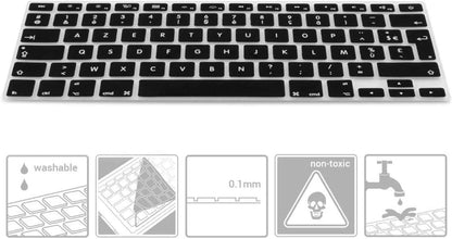 Protection Pour Clavier Compatible Avec Apple Macbook Air 13''/Pro Retina 13''/15'' (Jusqu'À Mi-2016) - Protection Clavier Ordinateur AZERTY (FR) En Silicone - Noir