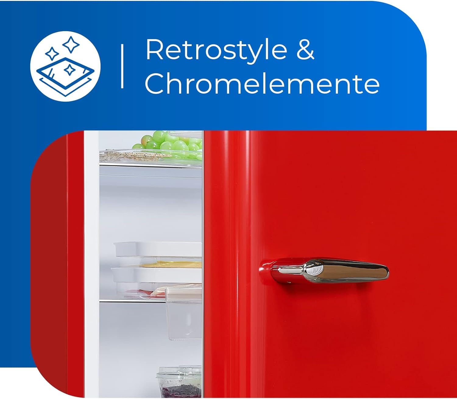 Exquisit Réfrigérateur Rétro RKS325-V-H-160F - Rouge - Appareil Sur Pied - Volume : 229 L - Rouge