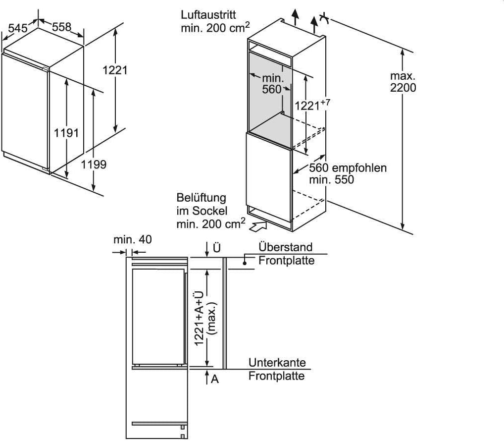 KI42FAD30 Iq700 Réfrigérateur/A++ / 122,1 Cm De Hauteur / 105 Kwh/An / 214 Litres De Réfrigérateur/Zones Vitafresh « Rafraîchissant » Et « Sec » / Charnière Plate