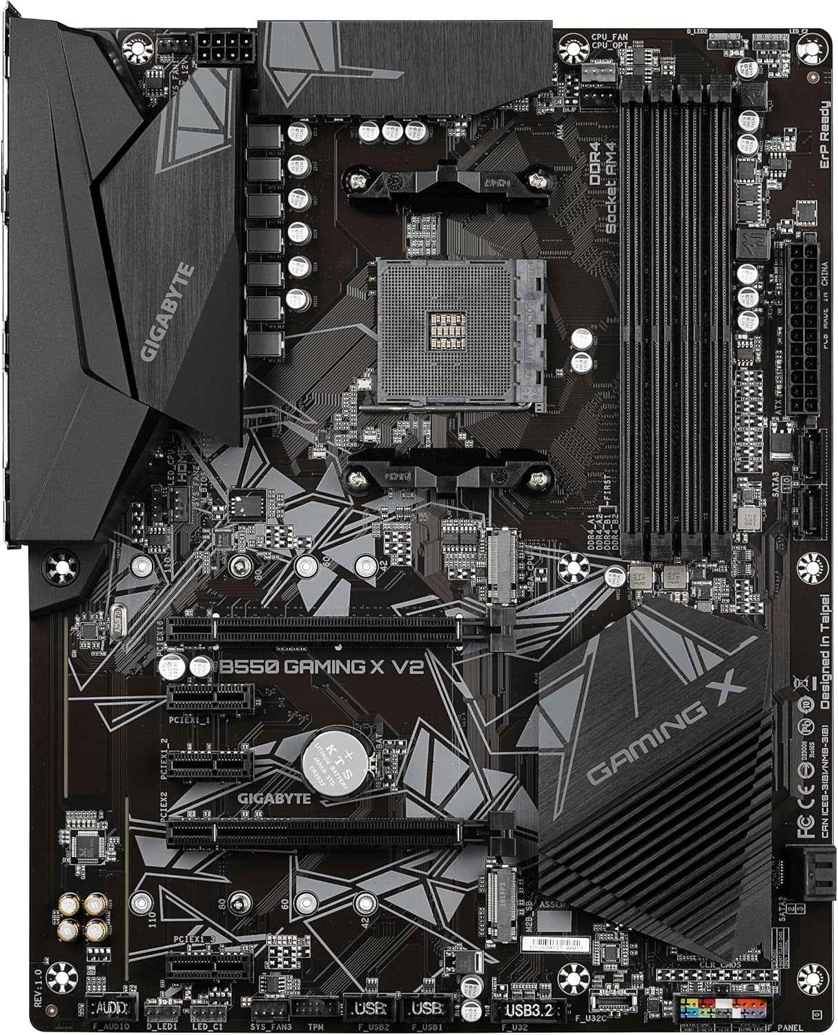 B550 Gaming X V2 Carte Mère - Processeurs AMD Ryzen 5000, VRM 10+3 Phases, Jusqu'À 4733 Mhz DDR4, 1Xpcie 4.0 + 1Xpcie 3.0 M.2, LAN 1Gbe, USB 3.2 Gen 2