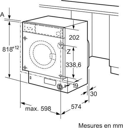 Electroménager WIW24347FF Lave-Linge Encastrable Série 6-7 Kg - Ecosilence - 55 L - 1200 Trs/Min - Blanc