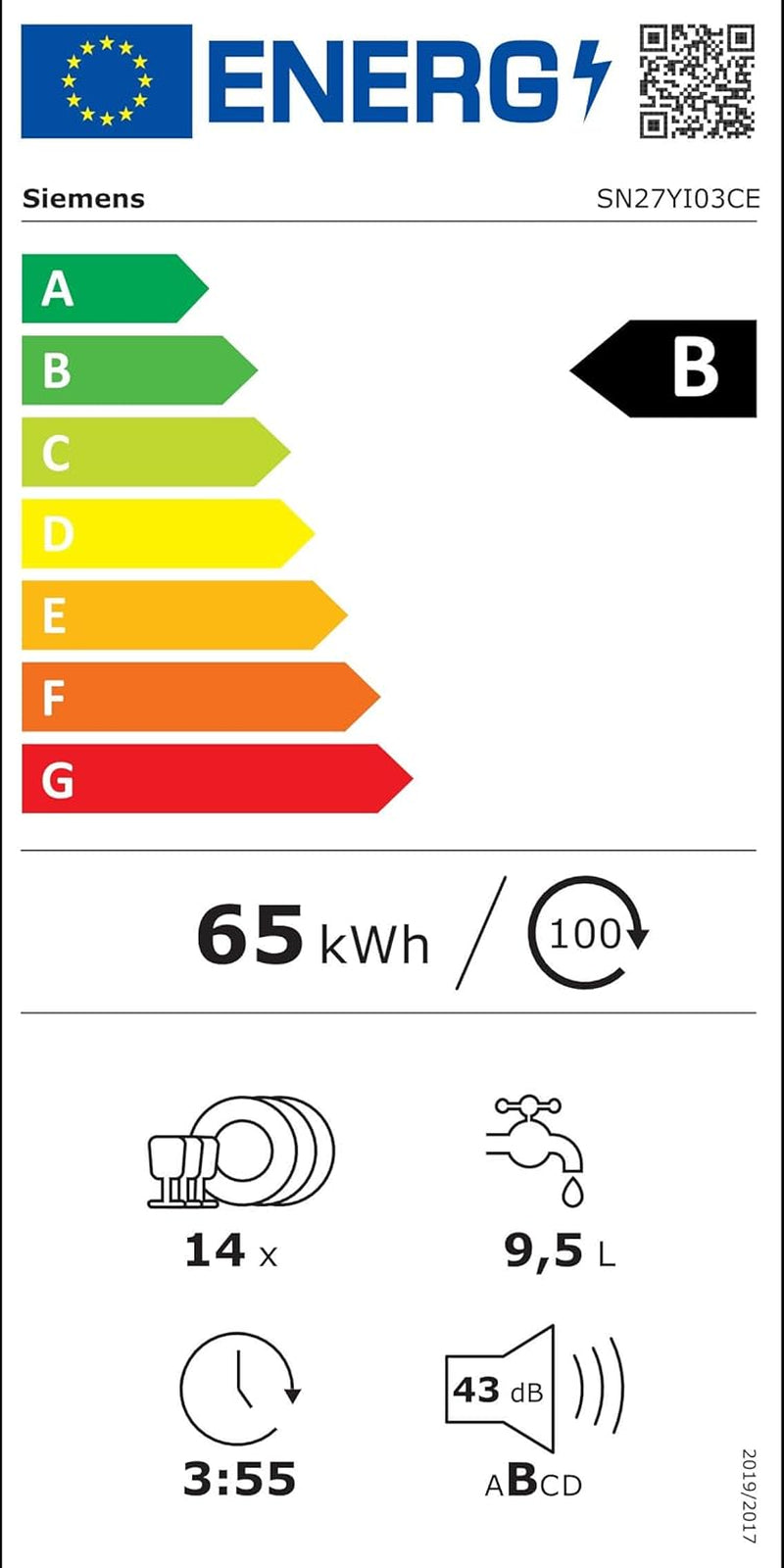 Lave Vaisselle 60 Cm SN27YI03CE IQ700, 14 Couverts, 43 Db, Zeolith