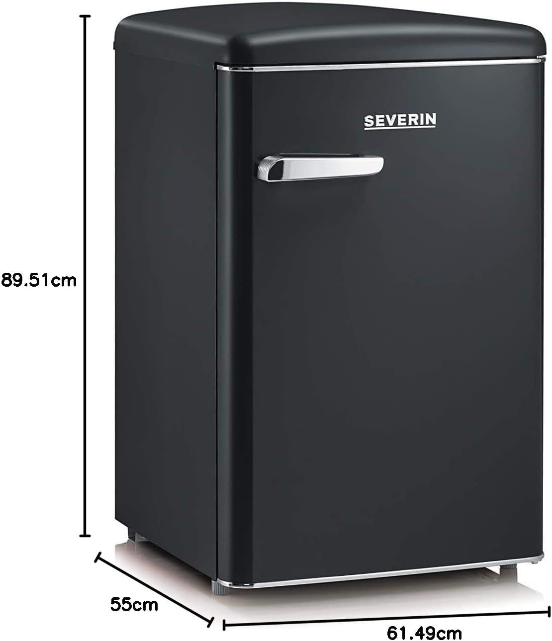 Réfrigérateur Congélateur, Pose Libre, Longueur 55 Cm, 108L, Classe D, 110 Kwh/An, 37 Db, Look Rétro, Noir Mat, RKS 8832