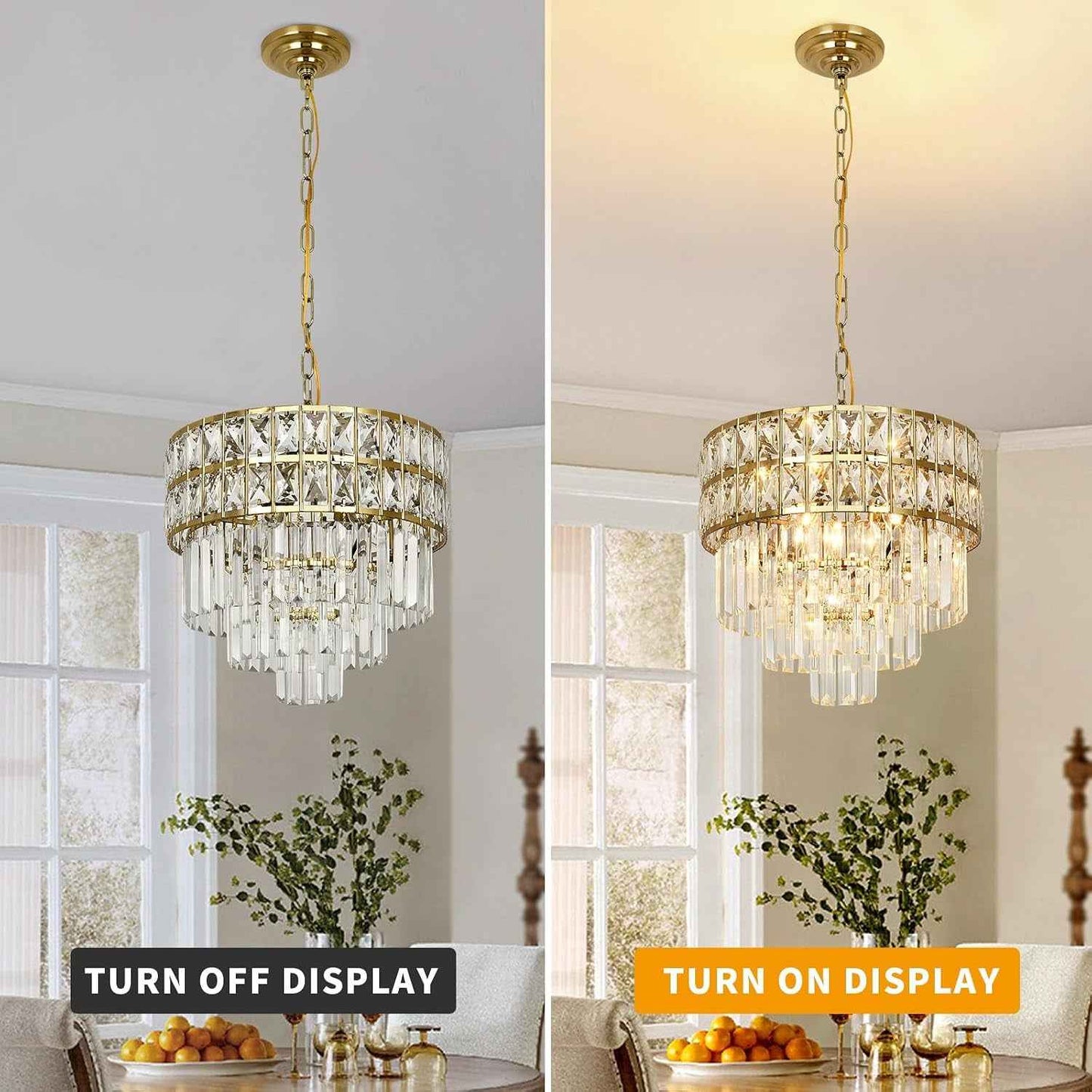 Lustre Moderne En Cristal Luminaire Finition Or, Lampe Pendante Ronde En Cristal, Pour Salon, Salle À Manger, Restaurant, E14 X 4, Ø40Cm