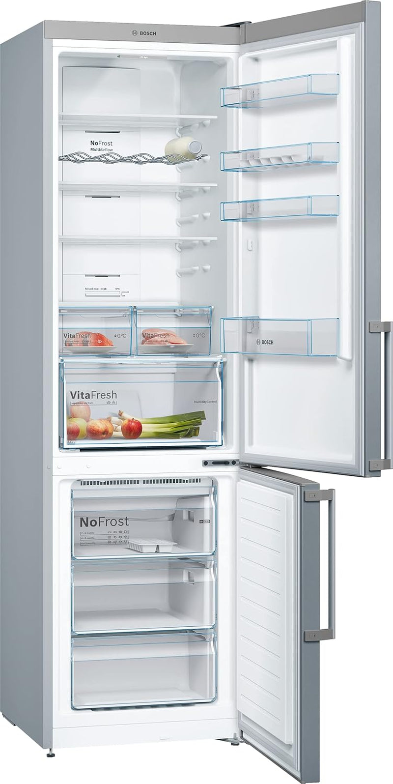 Elettrodomestici KGN39XIDP Série 4, Réfrigérateur Combi Sans Installation, 203 X 60 Cm, Acier Inoxydable, Nettoyage Facile