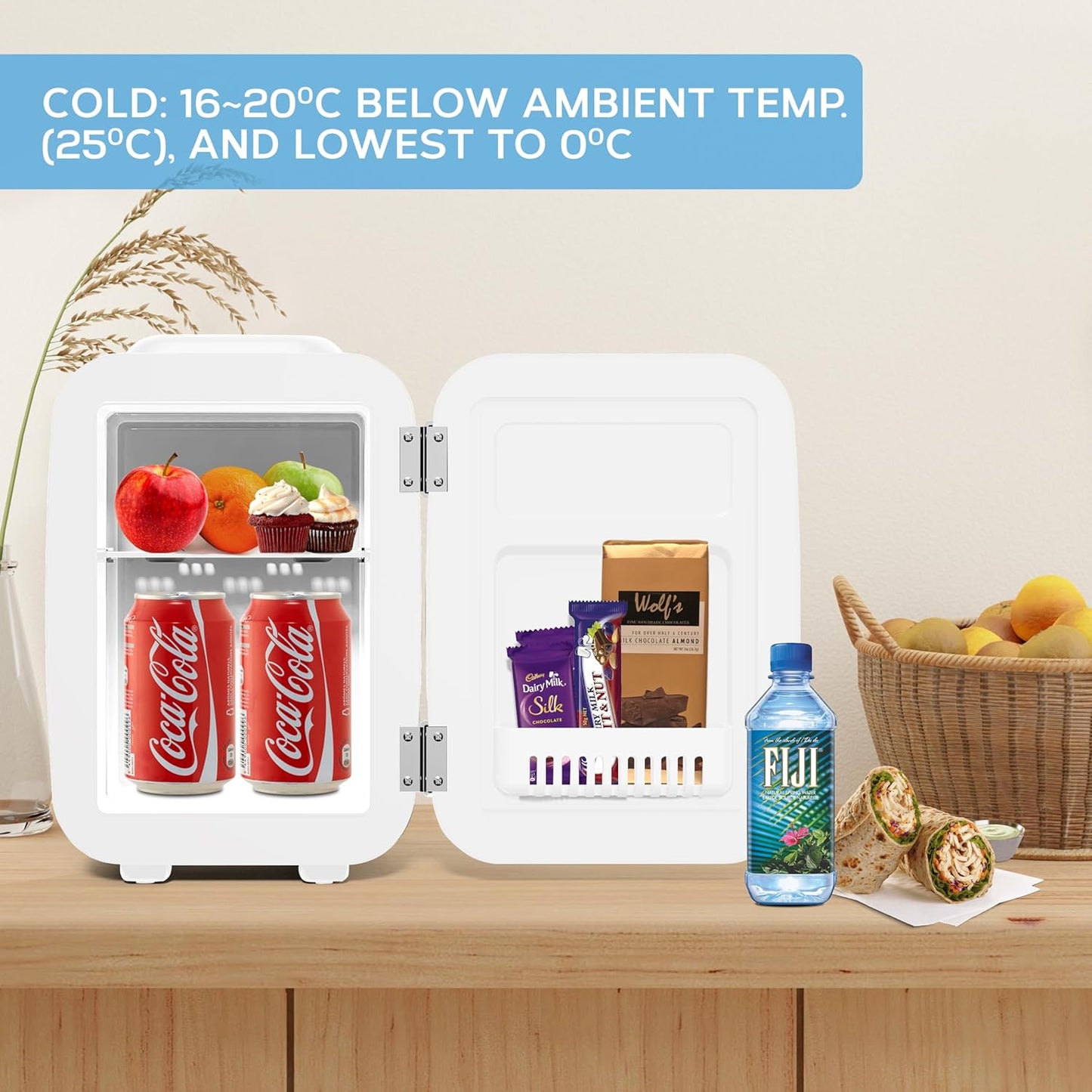 MONCOOK Mini Réfrigérateur - Mini Réfrigérateurs Portables Pour Soins De La Peau, Boissons - Refroidisseur Et Réchauffeur Thermoélectriques